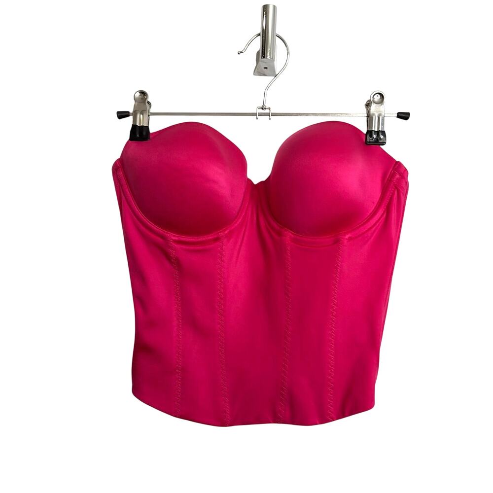 Victoria's Secret Bustier Womens 32D Hot Pink Back Off Baby Strapless Padded Y2K